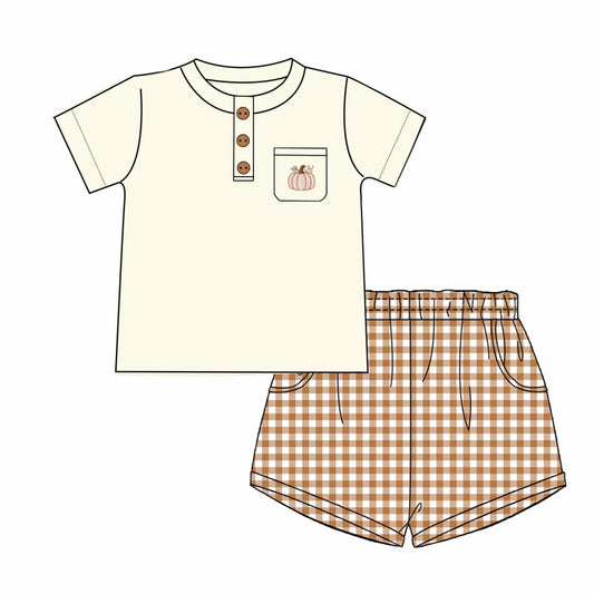 Gingham & Knots Pumpkin Shorts Set