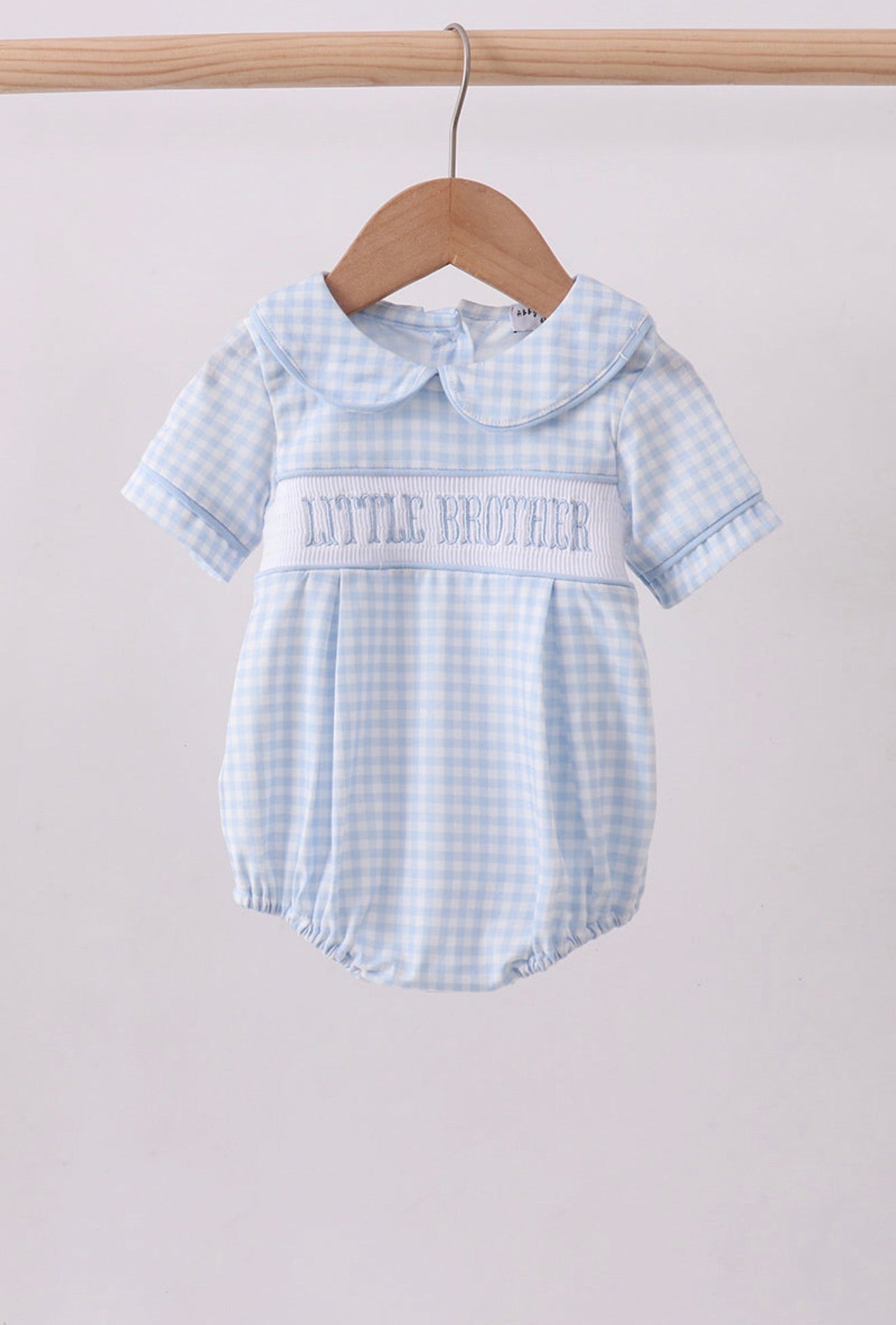 Little Brother Gingham Peter Pan Collar Bubble