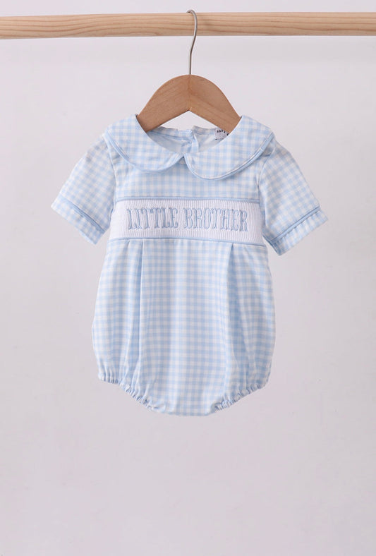 Little Brother Gingham Peter Pan Collar Bubble