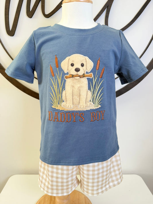 Daddy's Boy Appliqué Shorts Set
