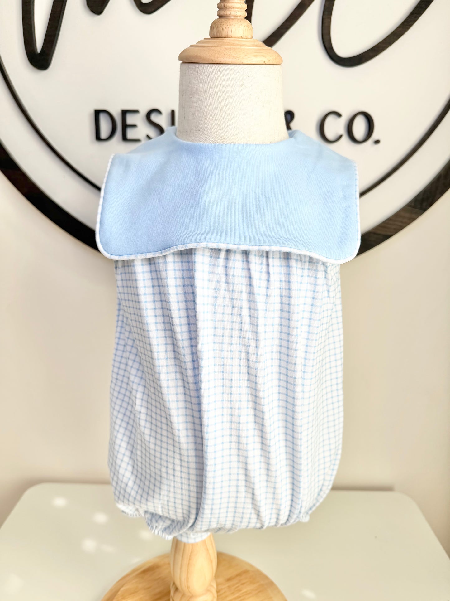 Blue Plaid Bib Bubble