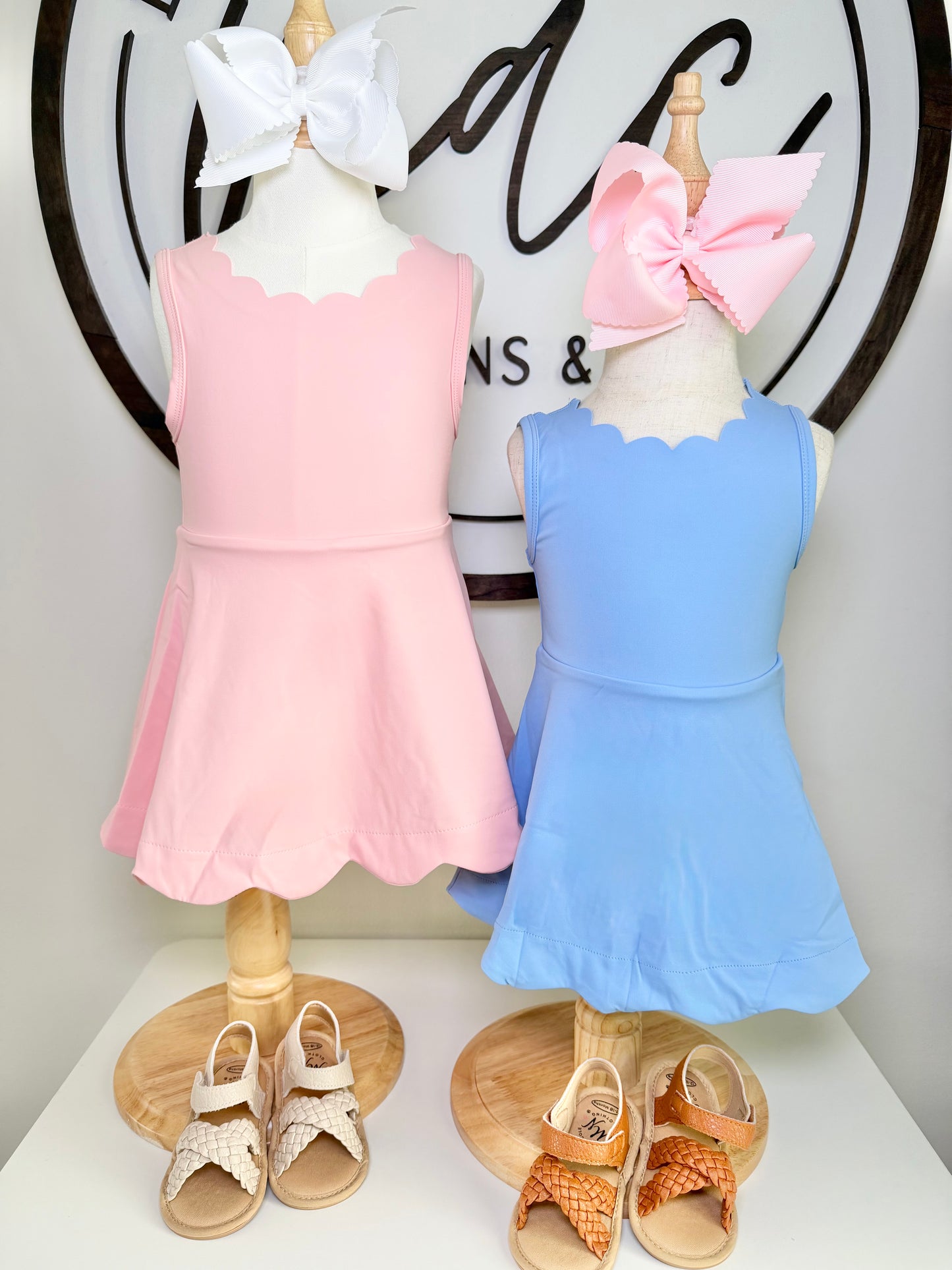 Scalloped Athletic Dresses (3 colors- built in shorts)