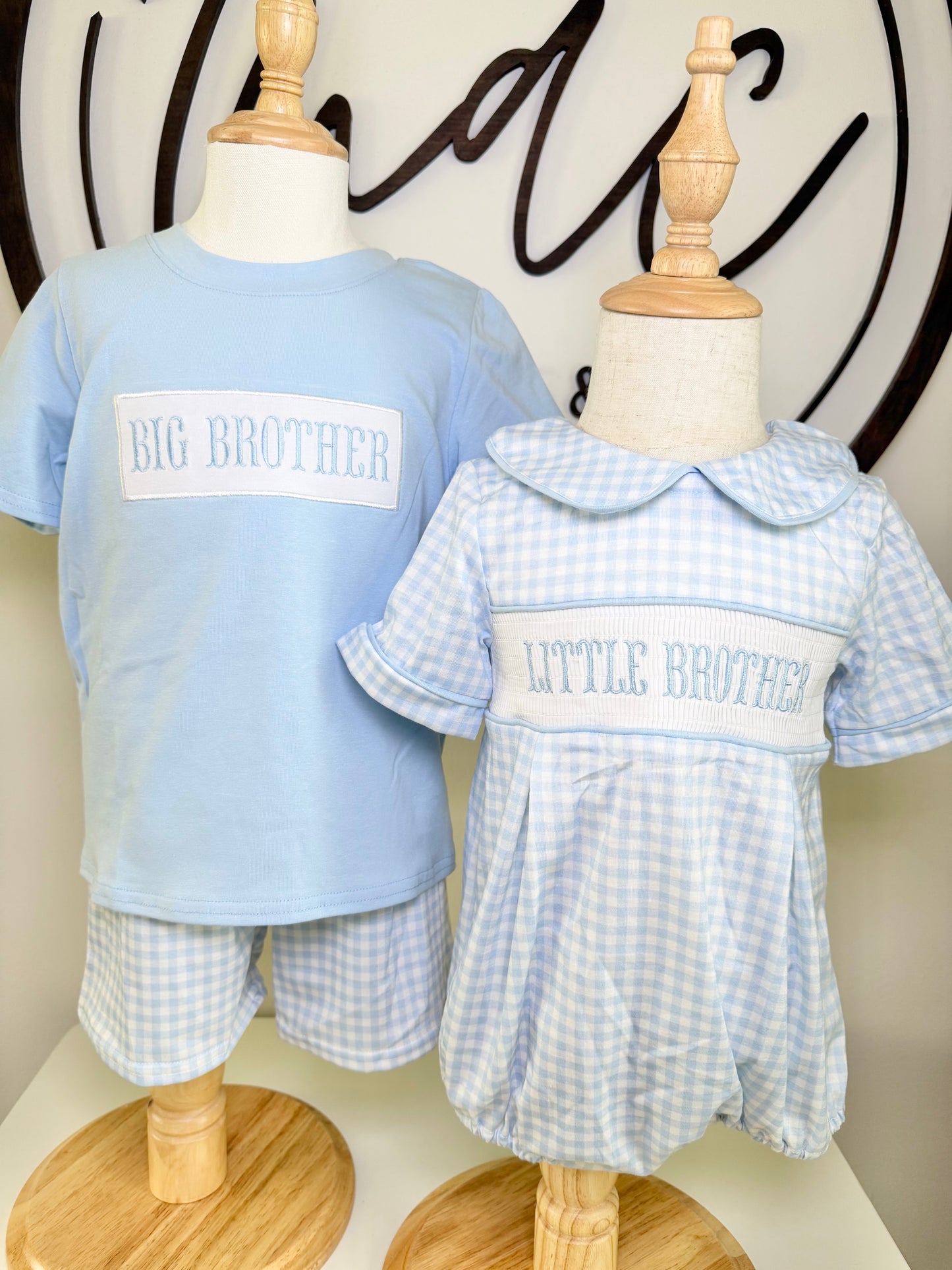 Little Brother Gingham Peter Pan Collar Bubble