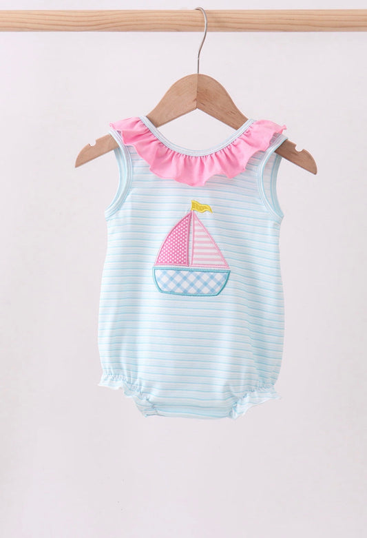 Sailboat Appliqué Ruffle Bubble