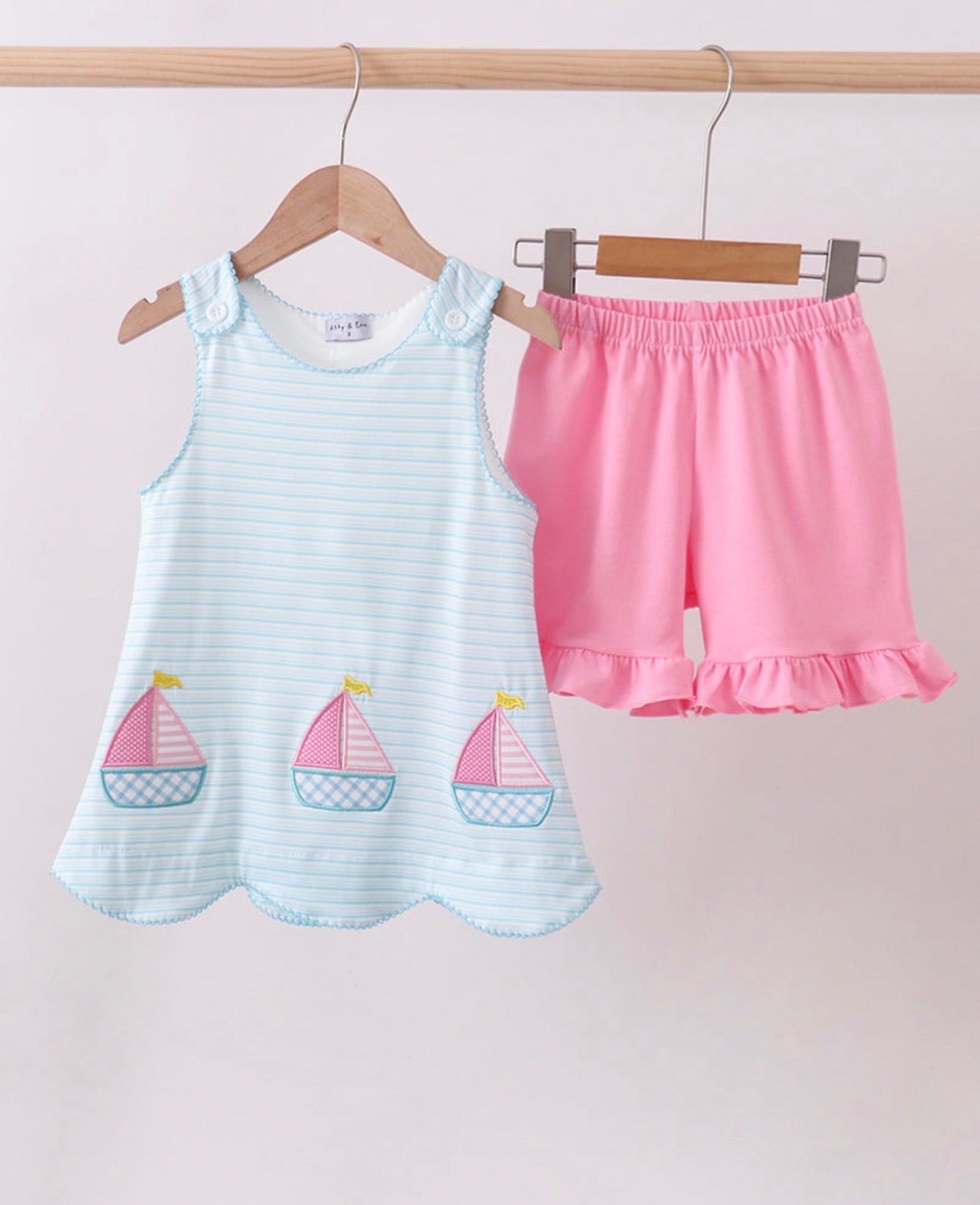 Sailboat Appliqué Shorts Set