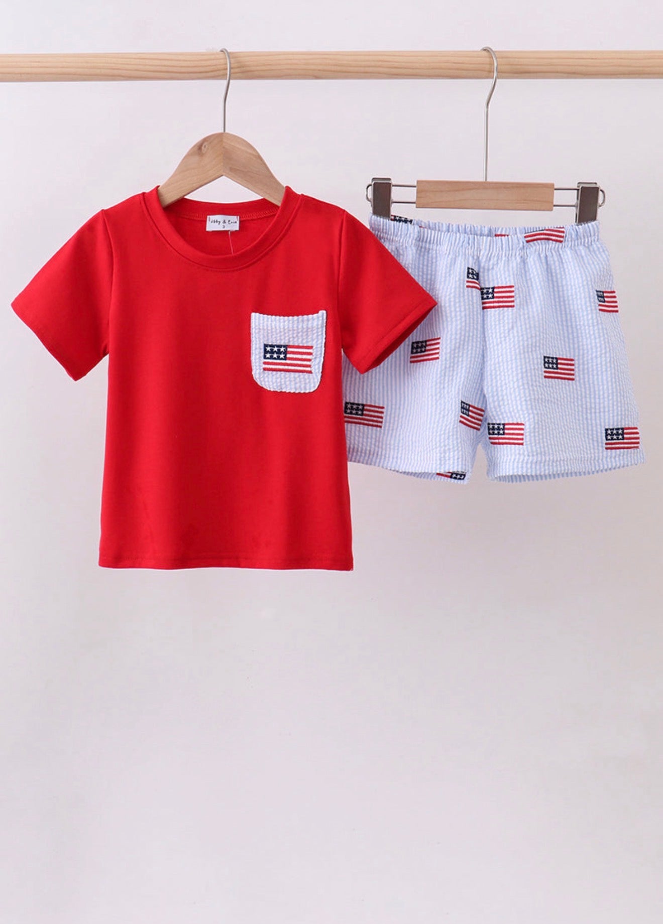 Flag Seersucker Shorts Set
