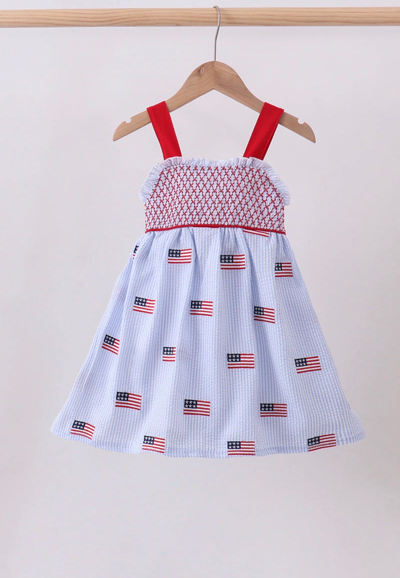 Flag Seersucker Smocked Dress