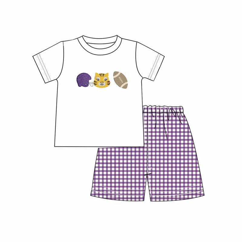 Tigers Embroidered Seersucker Shorts Set