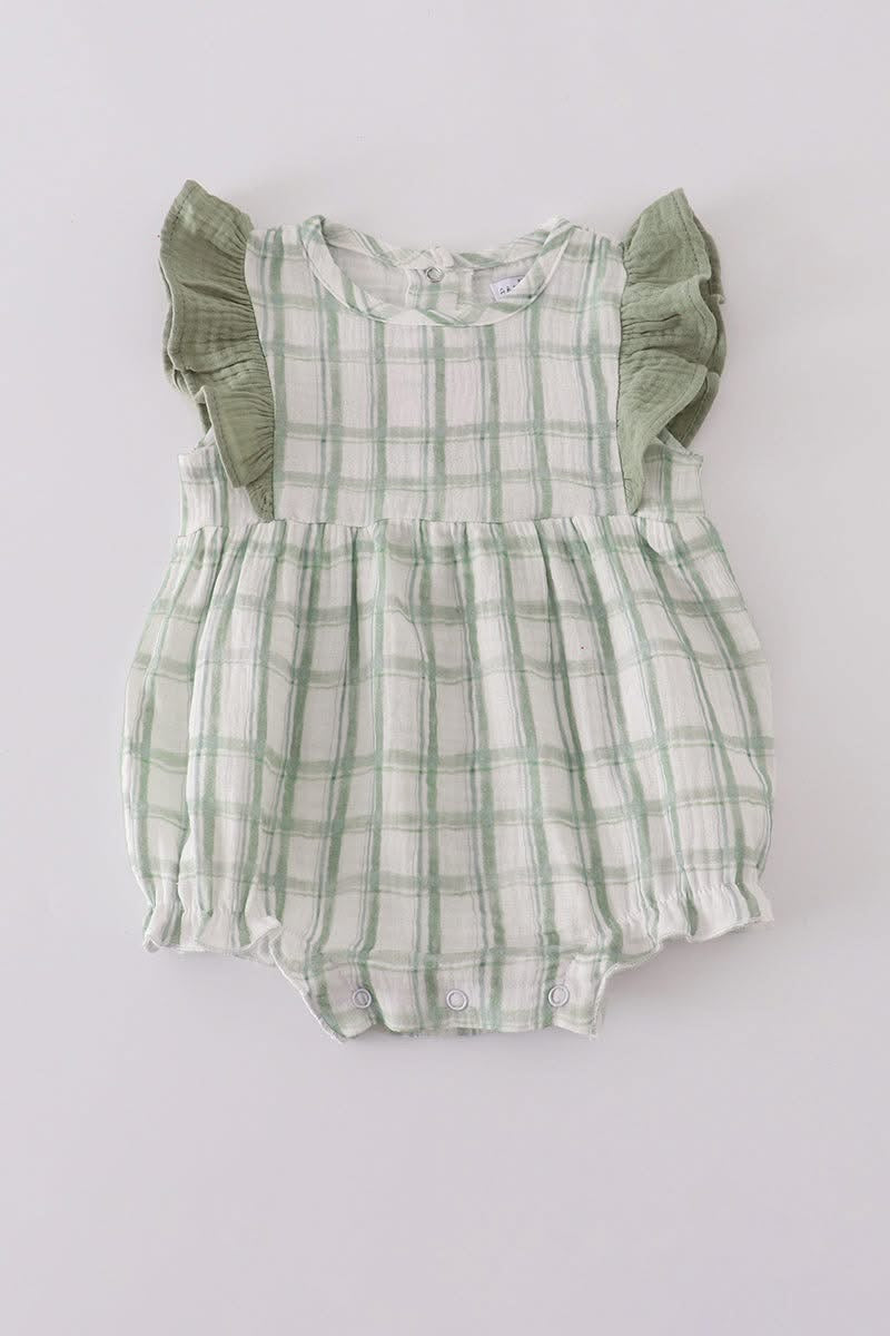 Sage Ruffle Plaid Bubble