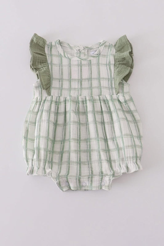 Sage Ruffle Plaid Bubble
