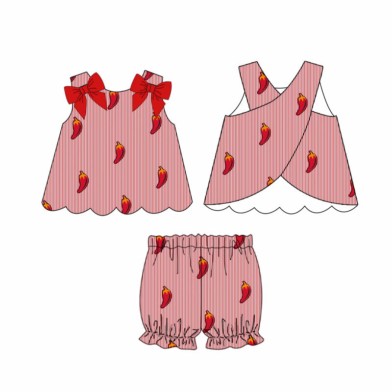 Peppers Embroidered Seersucker Bloomer Set