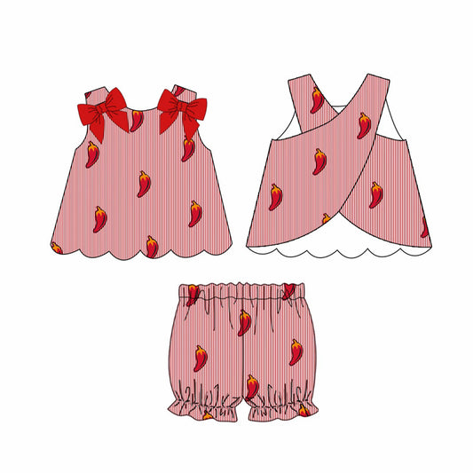 Peppers Embroidered Seersucker Bloomer Set