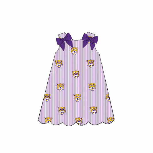 Tigers Embroidered Seersucker Dress