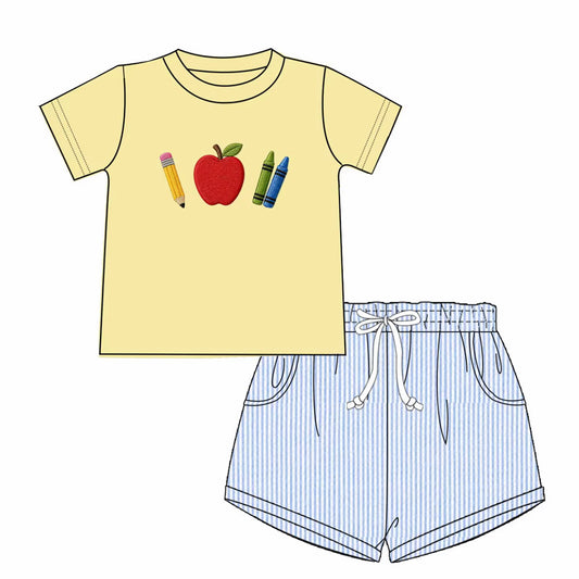 Appliqué School Shorts Set