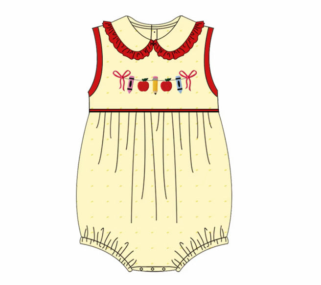 Embroidered Swiss Dot School Bubble