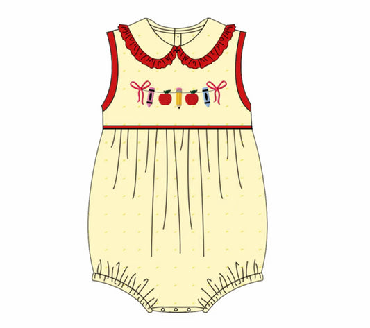 Embroidered Swiss Dot School Bubble