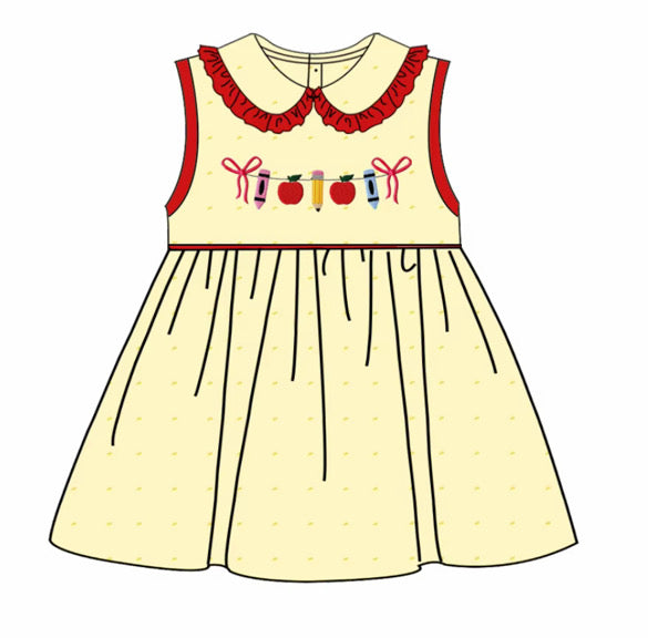 Embroidered Swiss Dot School Dress