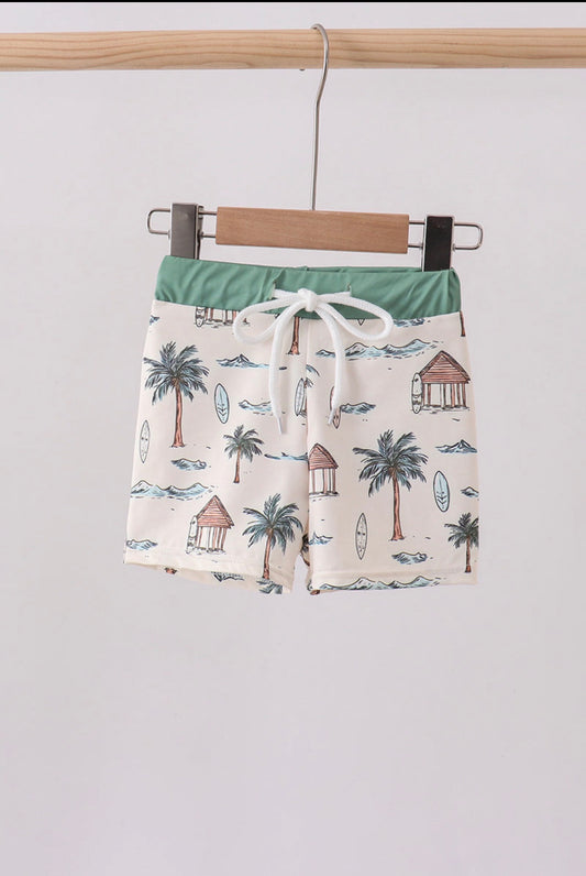 Beach Print Swim Shorts