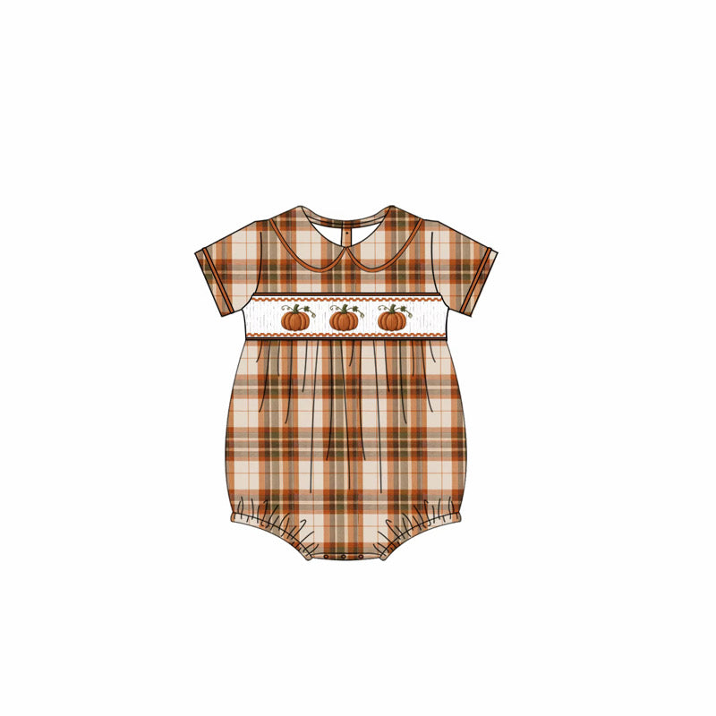 Fall Plaid Smocked Bubble