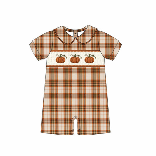 Fall Plaid Smocked Romper