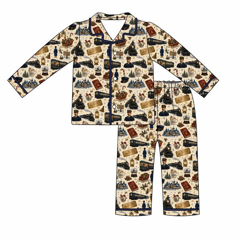 Polar Express Knit Button Up Pajama Set