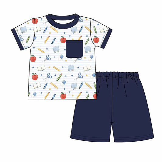 Back to School Supplies Shorts Set