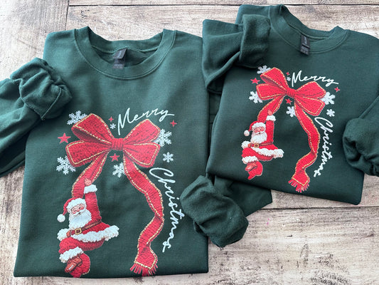 Mom & Me Bow Santa Sweatshirt