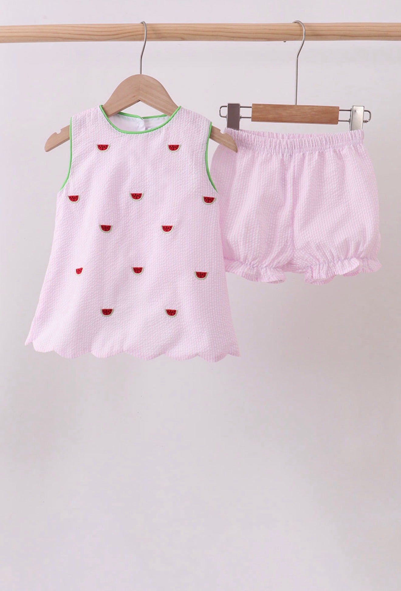 Seersucker Watermelon Shorts Set