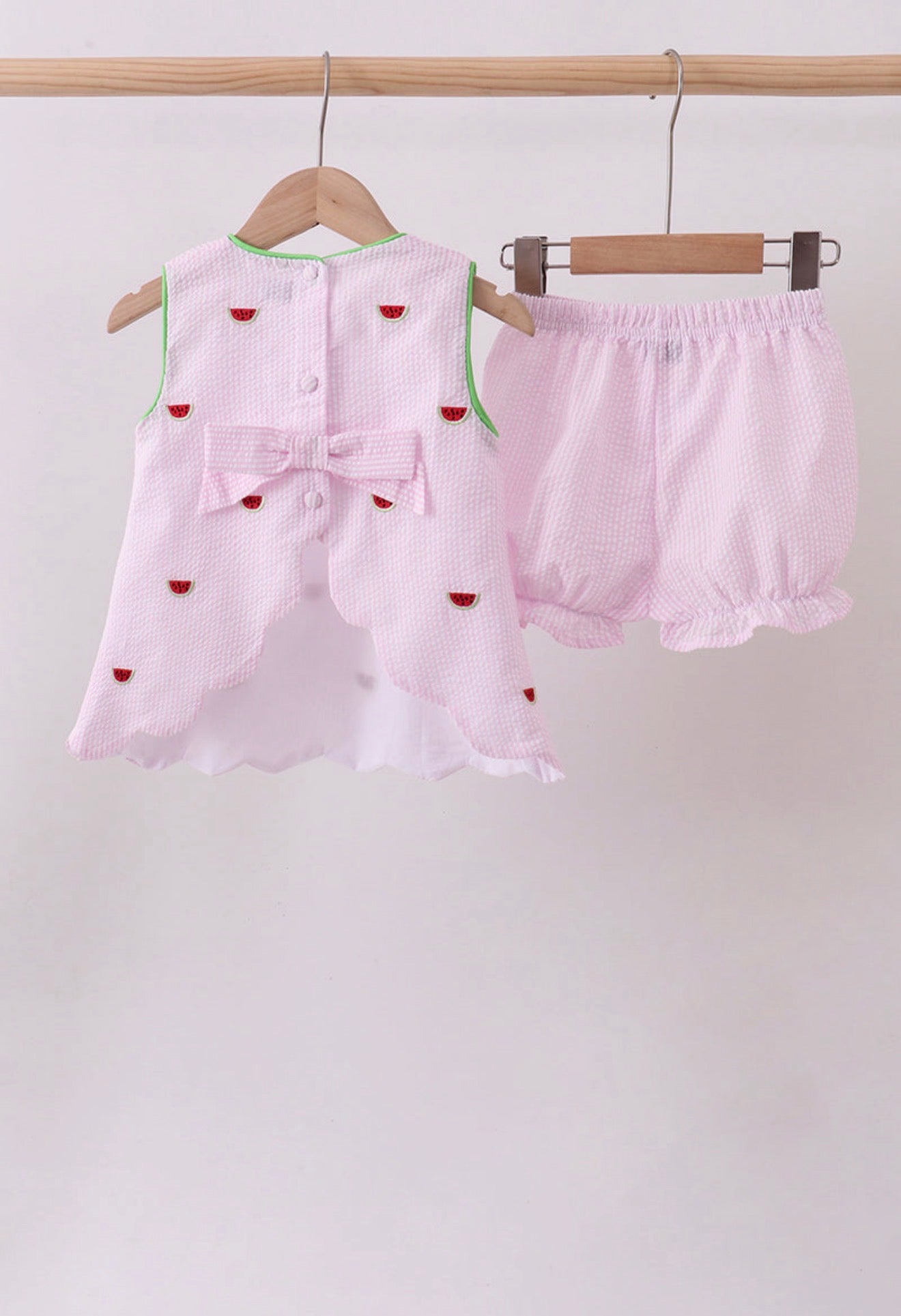 Seersucker Watermelon Shorts Set
