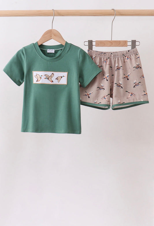 Mallard Embroidered Shorts Set