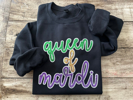 Queen of Mardi Sequin Patch Sweatshirt