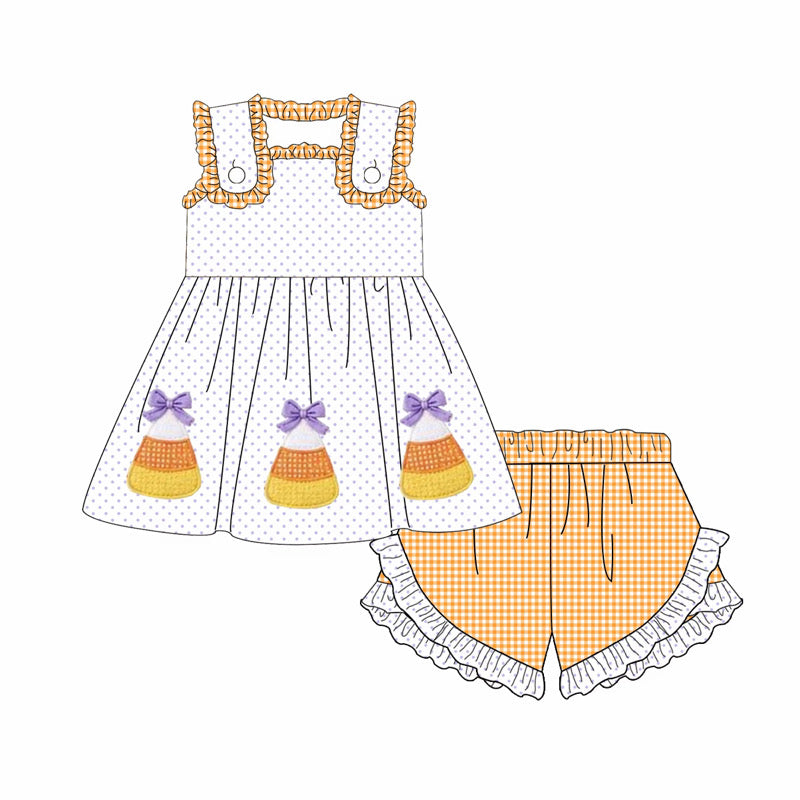 Candy Corn Ruffle Shorts Set