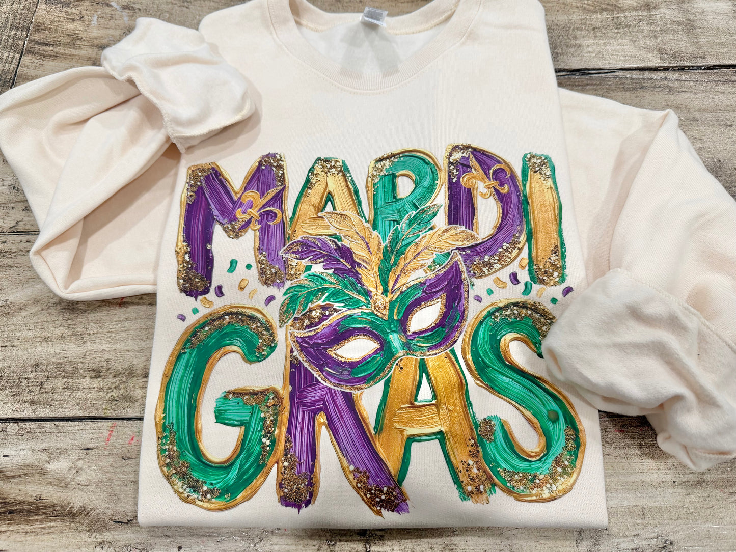 Faux Painted Mardi Gras Sweatshirt (2 colors)