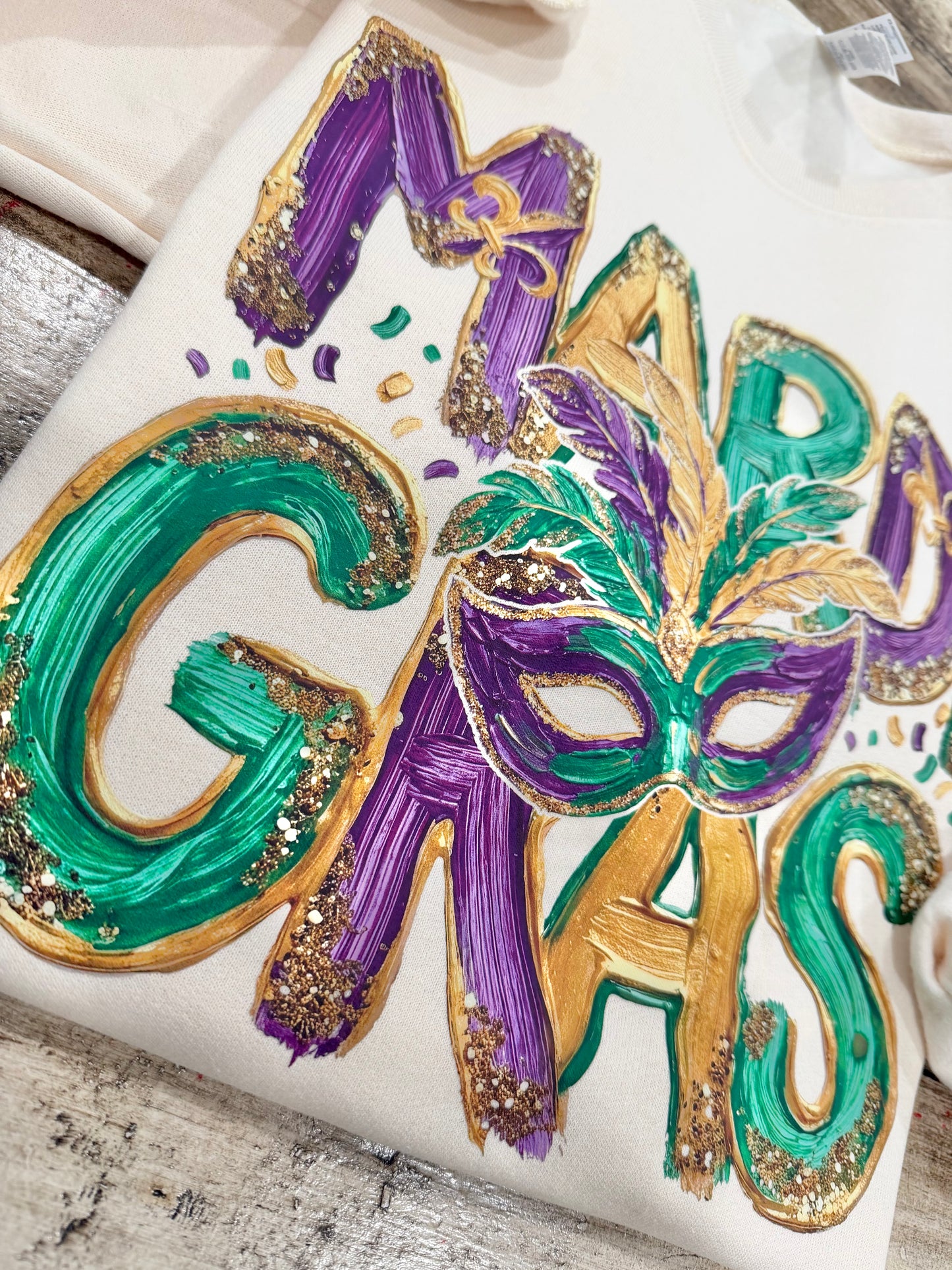 Faux Painted Mardi Gras Sweatshirt (2 colors)