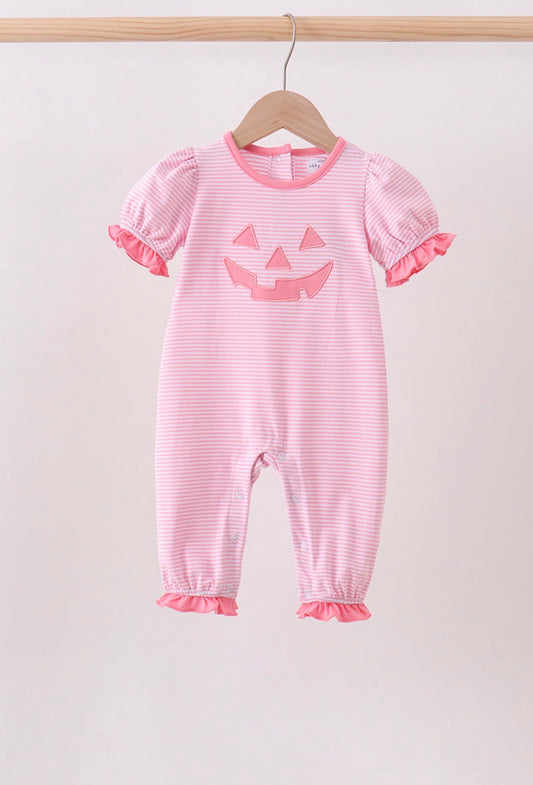 Pink Pumpkin Appliqué Romper