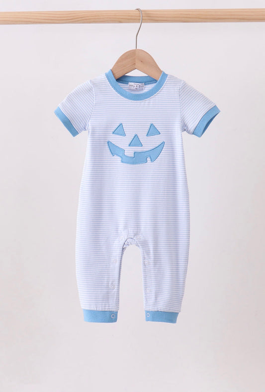 Blue Pumpkin Appliqué Romper