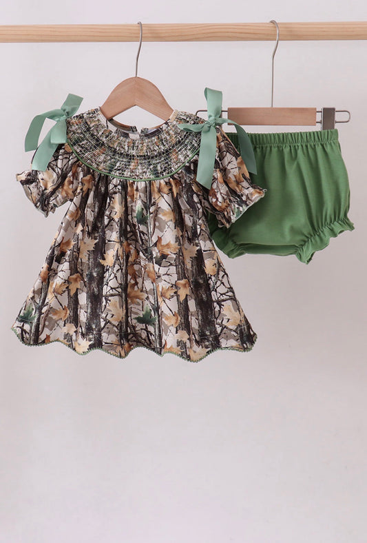 Camo Smocked Bloomer Set