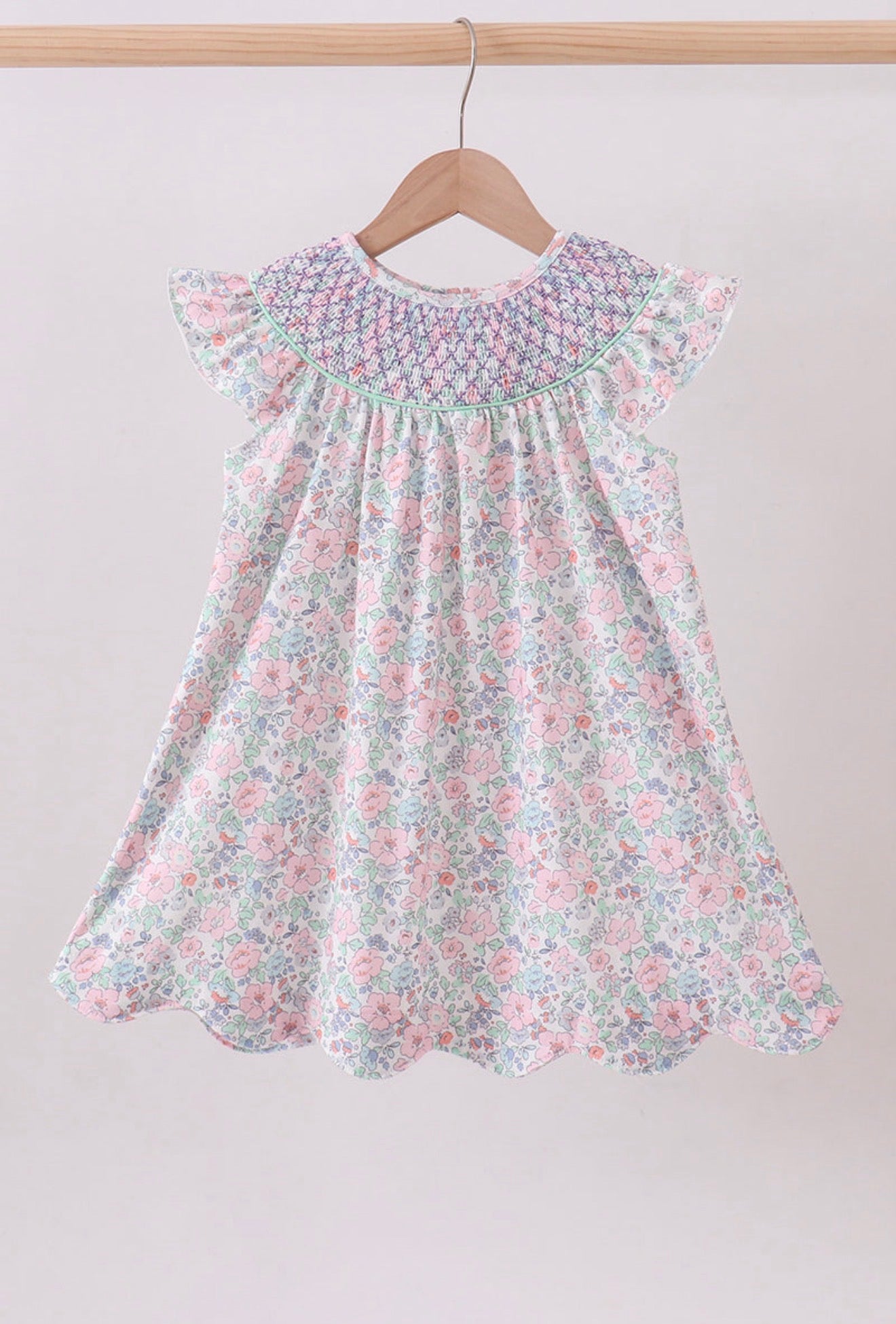 Pastel Floral Smocked Dress