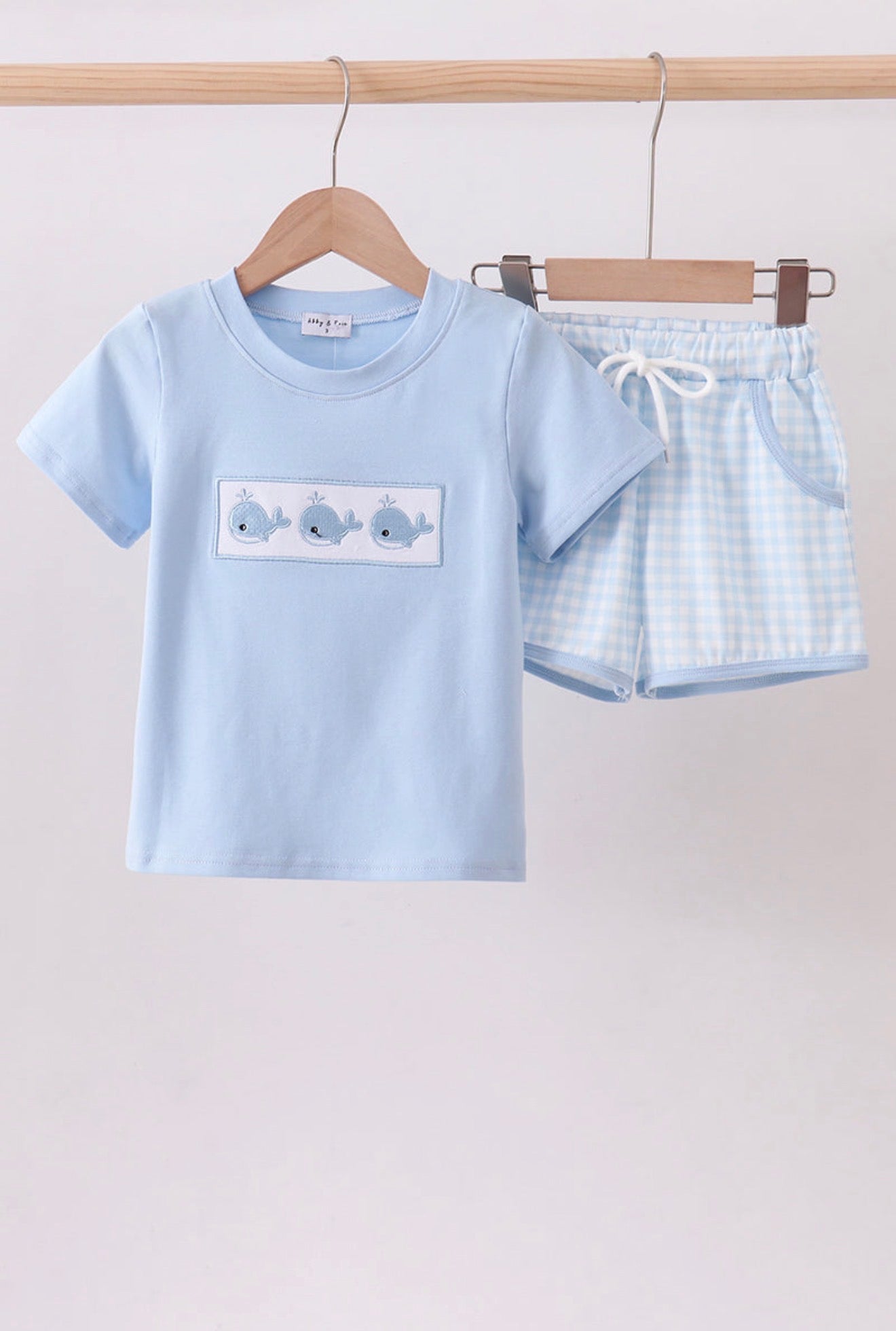 Whale Embroidered Shorts Set