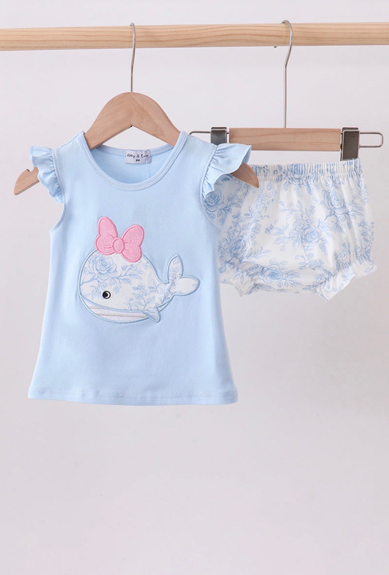 Whale Embroidered Bloomer Set