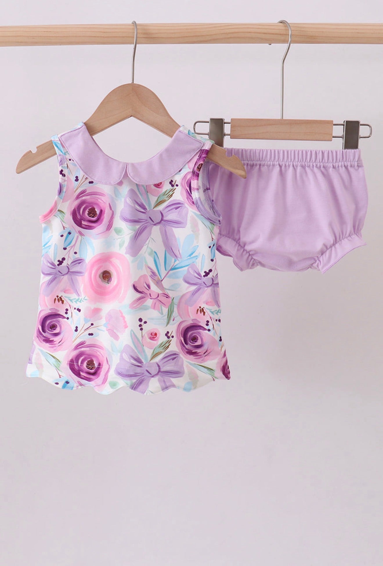 Purple Floral Swing Back Bloomer Set