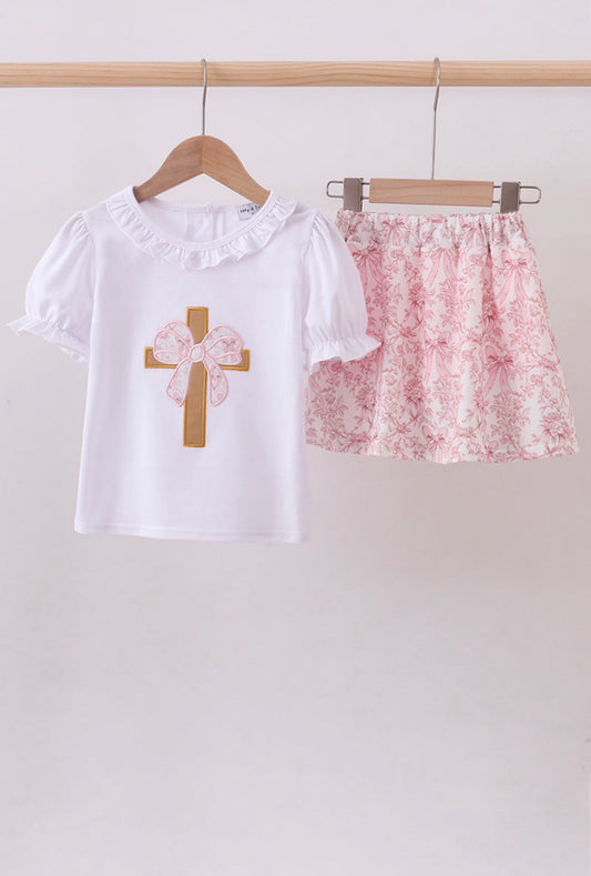 Cross & Bows Applique Skort Set