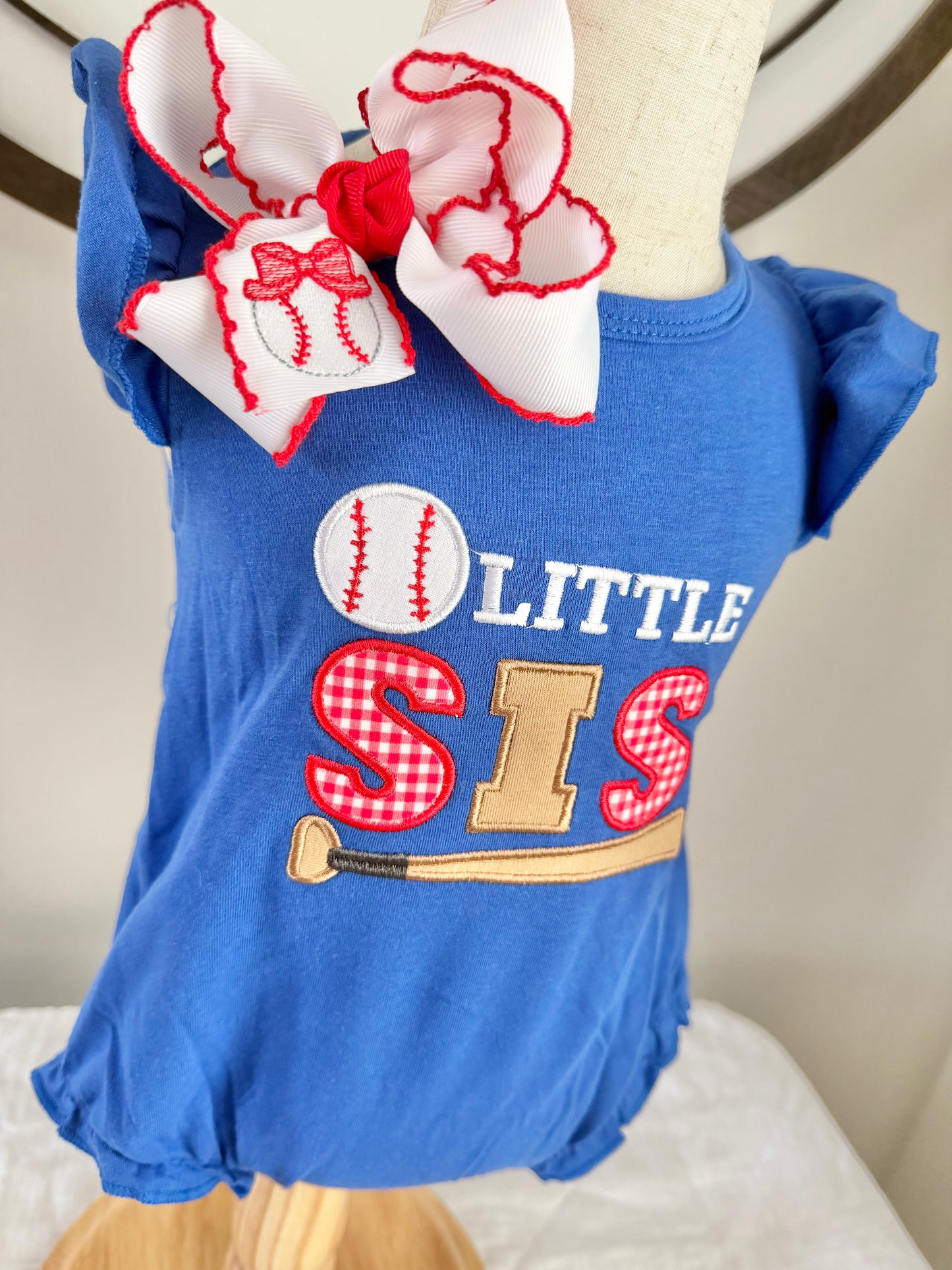 Little SIS Baseball Appliqué Bubble