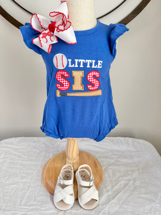 Little SIS Baseball Appliqué Bubble