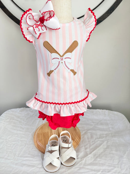 Pink Baseball Bloomer Set