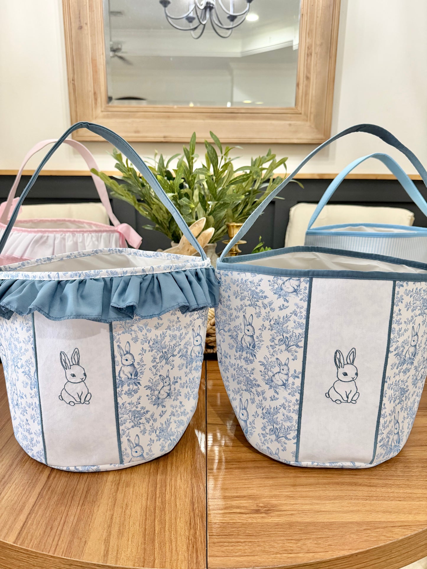 Blue Toile Easter Baskets