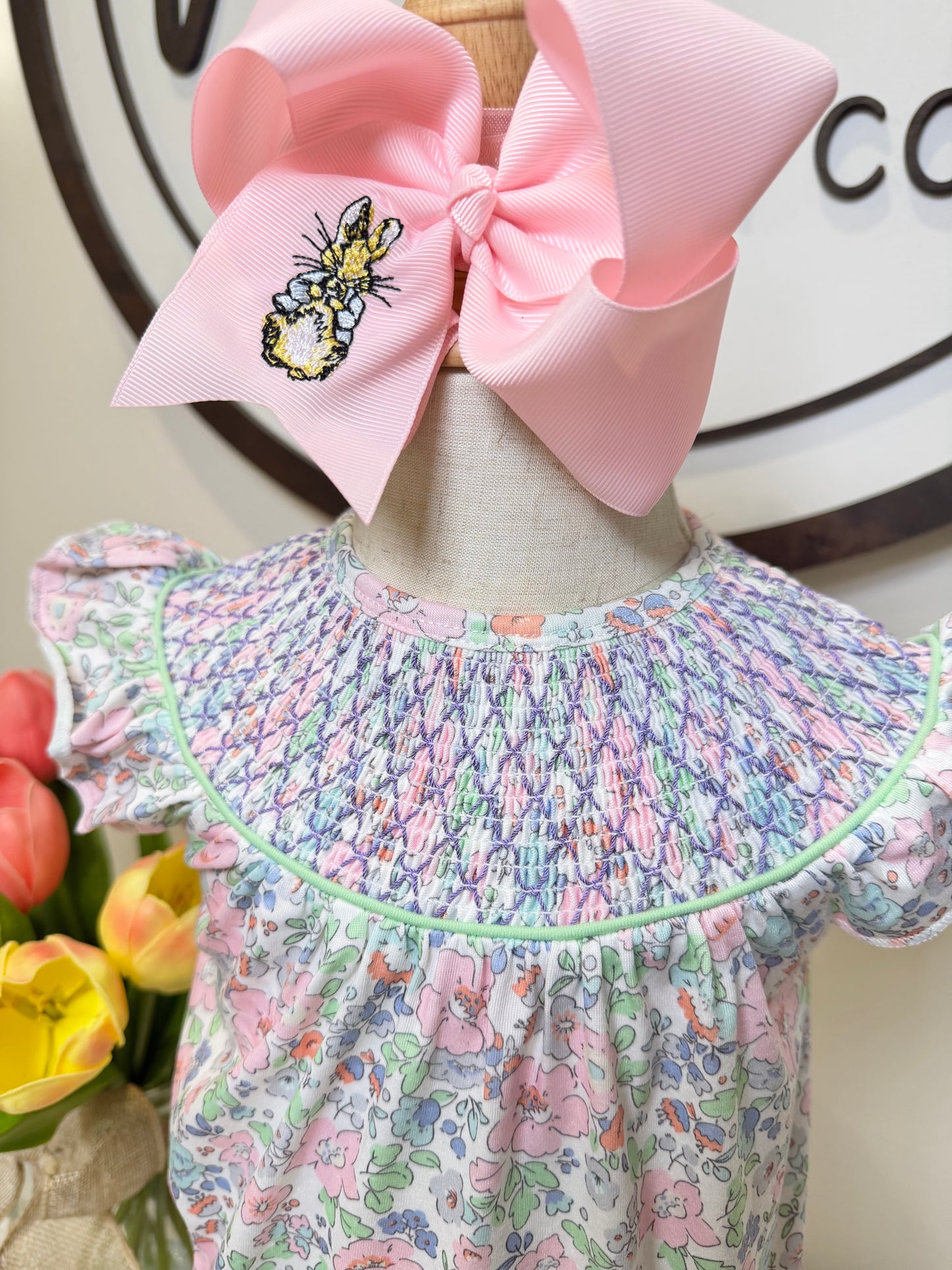 Pastel Floral Smocked Bubble