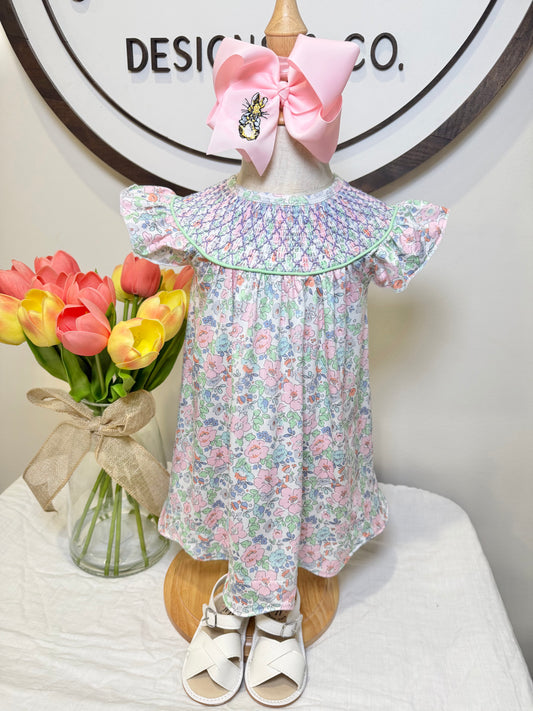 Pastel Floral Smocked Dress