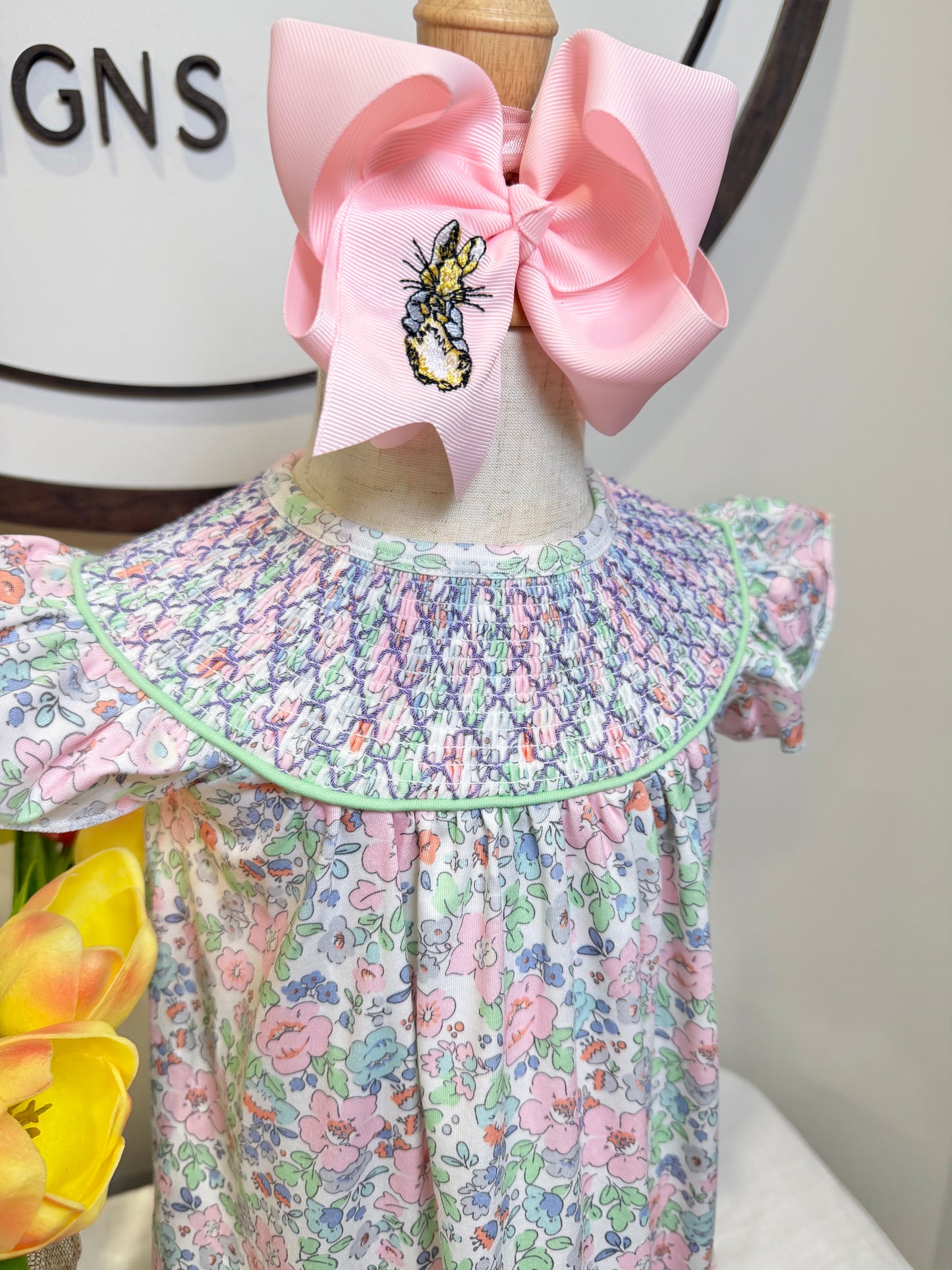 Pastel Floral Smocked Dress