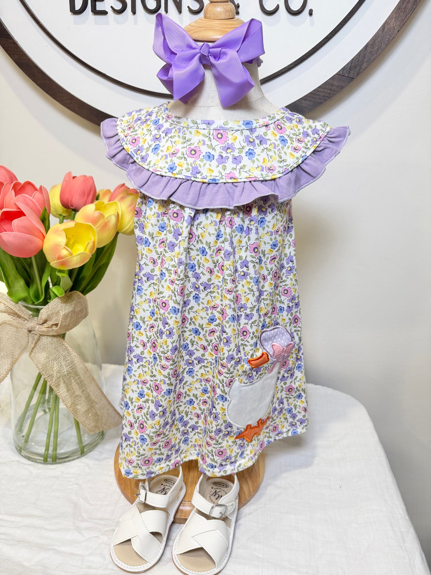 Floral Goose Ruffle Dress